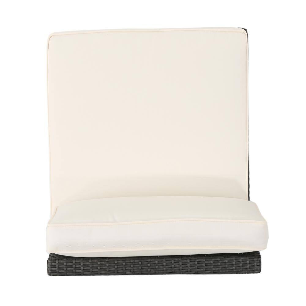 8-Piece Wicker Outdoor Patio Sectional Seating Set with White Cushions