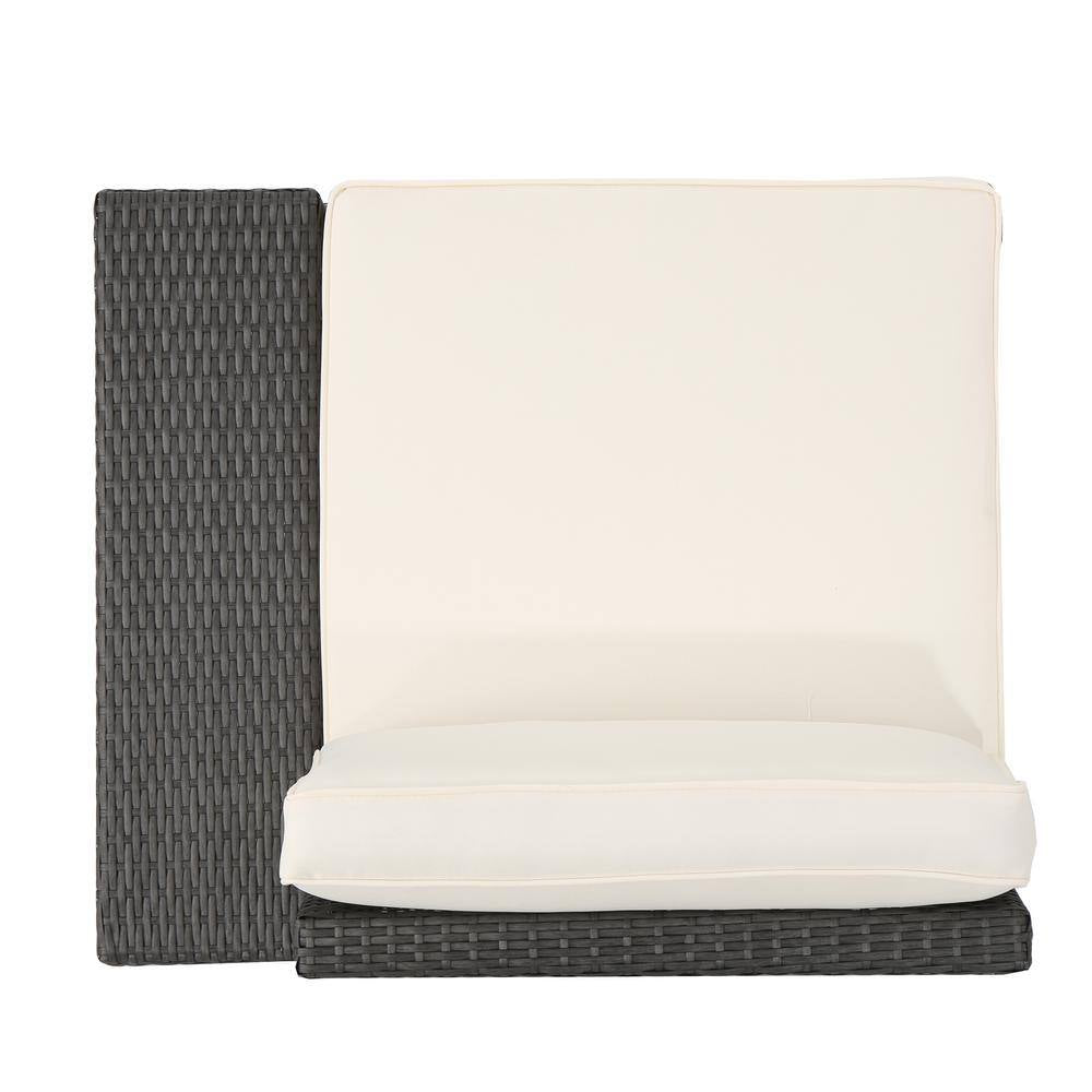 8-Piece Wicker Outdoor Patio Sectional Seating Set with White Cushions